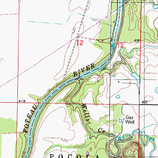 Topographic Map of Wells Creek, OK