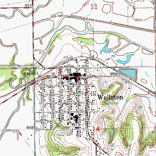 Topographic Map of Wellston, OK
