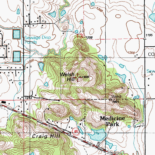 Topographic Map of Welsh Hill, OK