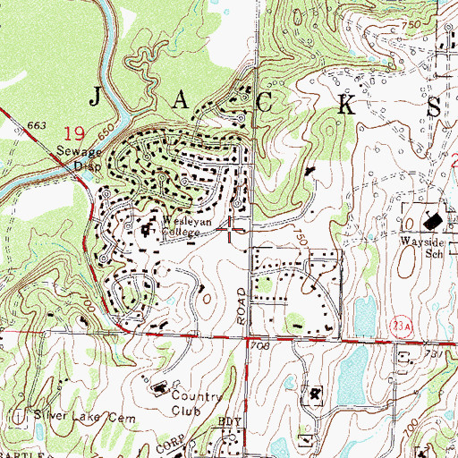 Topographic Map of Oklahoma Wesleyan University, OK