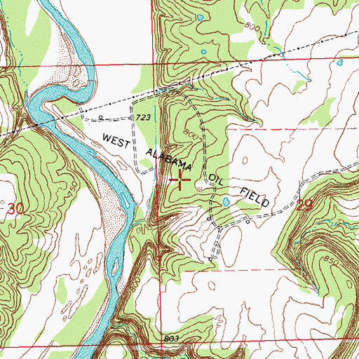 Topographic Map of West Alabama Oil Field, OK