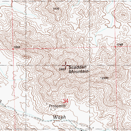 Topographic Map of Scaddan Mountain, AZ