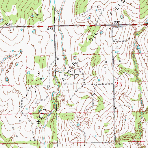 Topographic Map of West Asher Oil Field, OK