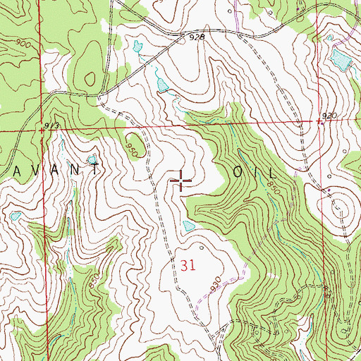 Topographic Map of West Avant Oil Field, OK