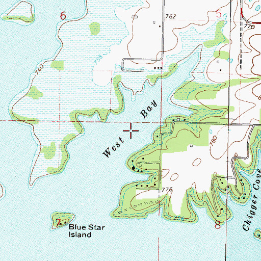 Topographic Map of West Bay, OK