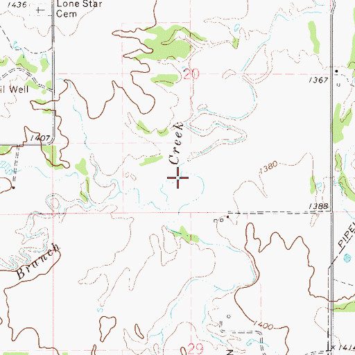 Topographic Map of West Branch Barney Creek, OK