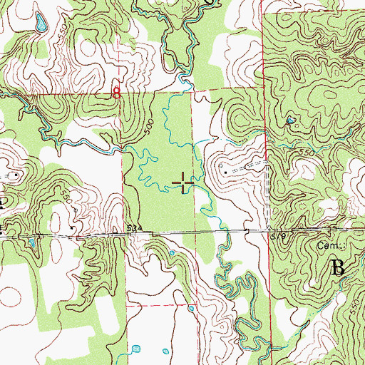 Topographic Map of West Branch Caney Creek, OK