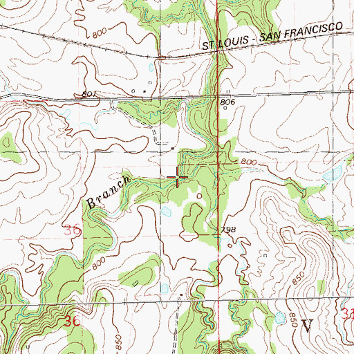 Topographic Map of West Branch Ranch Creek, OK