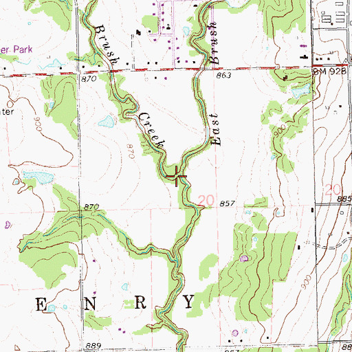 Topographic Map of West Brush Creek, OK