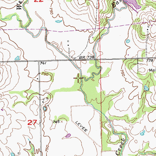 Topographic Map of West Buck Creek, OK