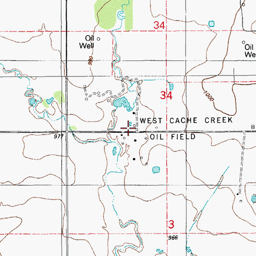 Topographic Map of West Cache Creek Oil Field, OK