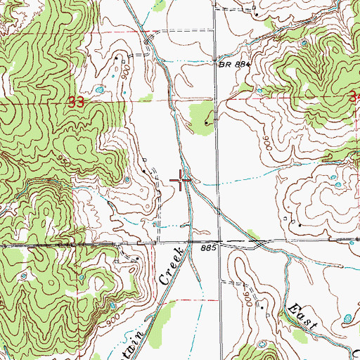 Topographic Map of West Captain Creek, OK