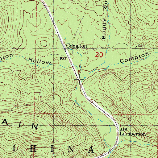 Topographic Map of West Compton Hollow, OK
