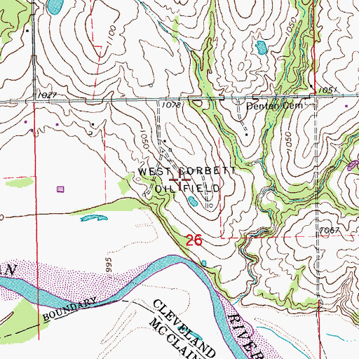 Topographic Map of West Corbett Oil Field, OK
