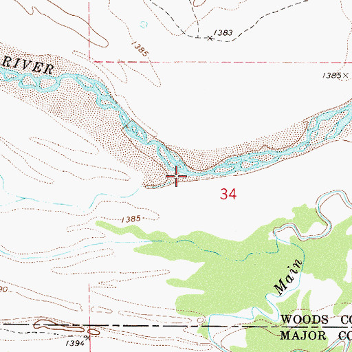 Topographic Map of West Creek, OK