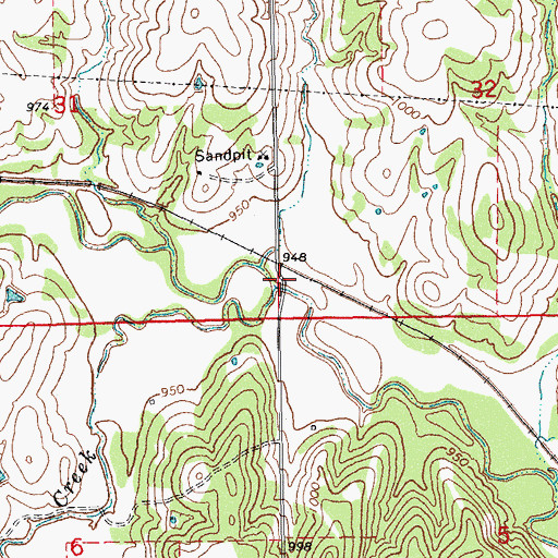 Topographic Map of West Days Creek, OK