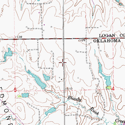 Topographic Map of West Edmond Oil and Gas Field, OK