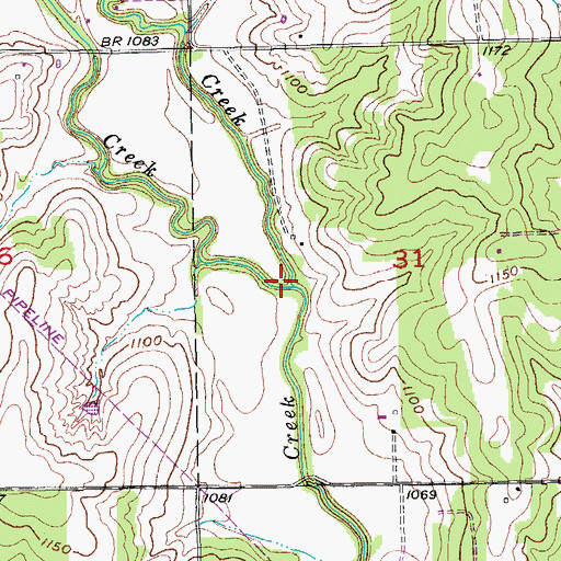 Topographic Map of West Elm Creek, OK