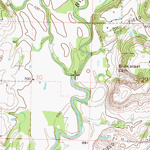 Topographic Map of West Fork Big Cabin Creek, OK