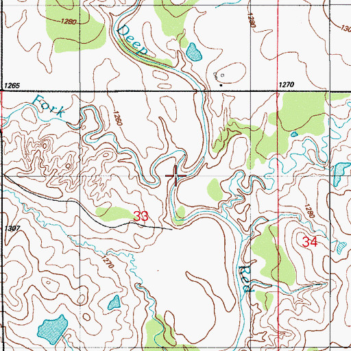 Topographic Map of West Fork Deep Red Creek, OK