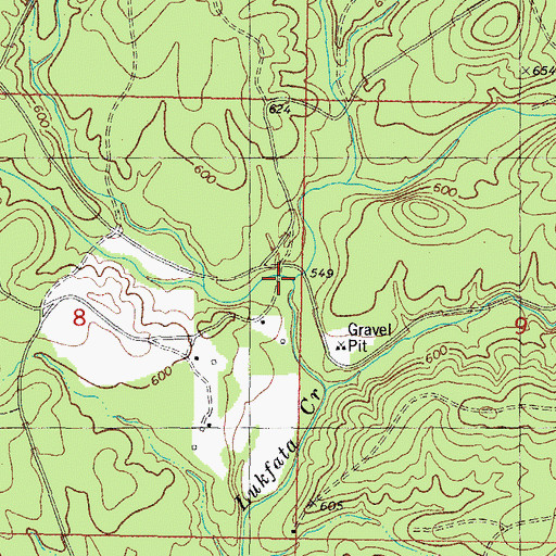 Topographic Map of West Fork Lukfata Creek, OK