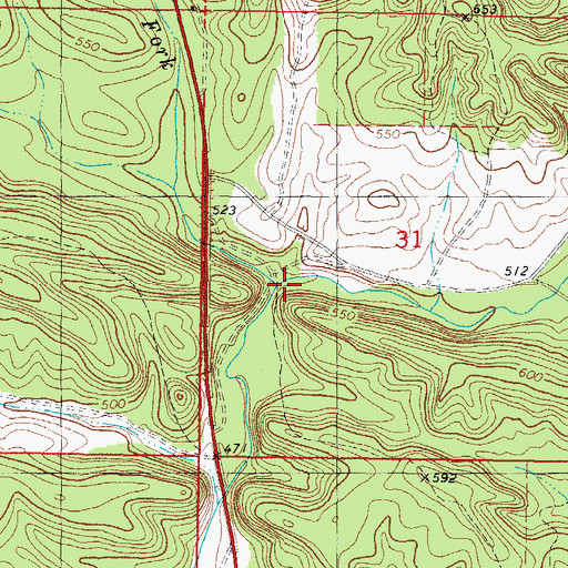 Topographic Map of West Fork Yanubbee Creek, OK