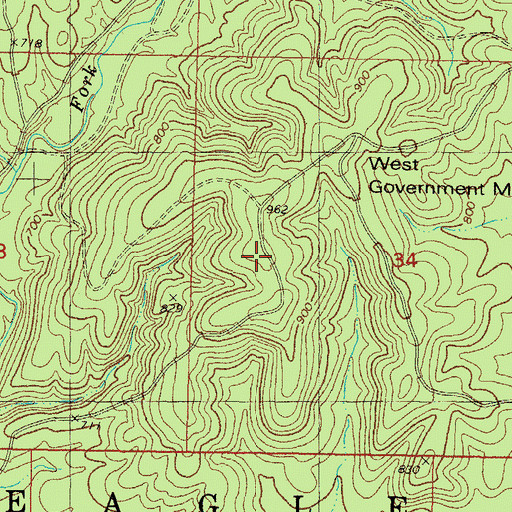 Topographic Map of West Government Mountain, OK