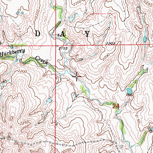 Topographic Map of West Hackberry Creek, OK