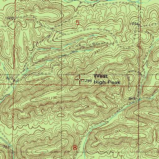Topographic Map of West High Peak, OK