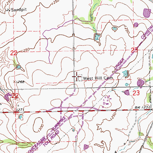 Topographic Map of West Hill Cemetery, OK