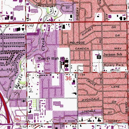 Topographic Map of Alcott Middle School, OK