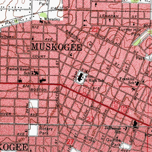 Topographic Map of West Junior High School, OK