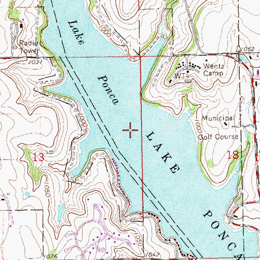 Topographic Map of West Lake Ponca, OK