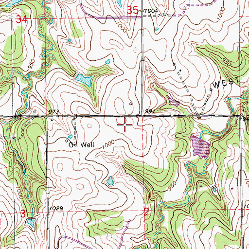 Topographic Map of West Lawrie Oil Field, OK