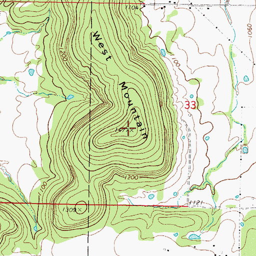 Topographic Map of West Mountain, OK