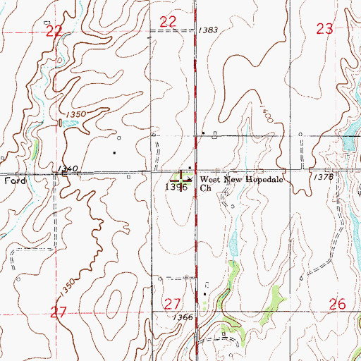 Topographic Map of West New Hopedale Church, OK