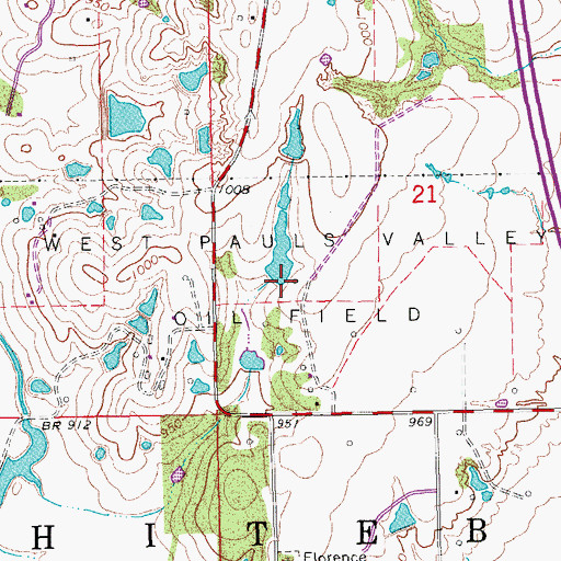 Topographic Map of West Pauls Valley Oil Field, OK