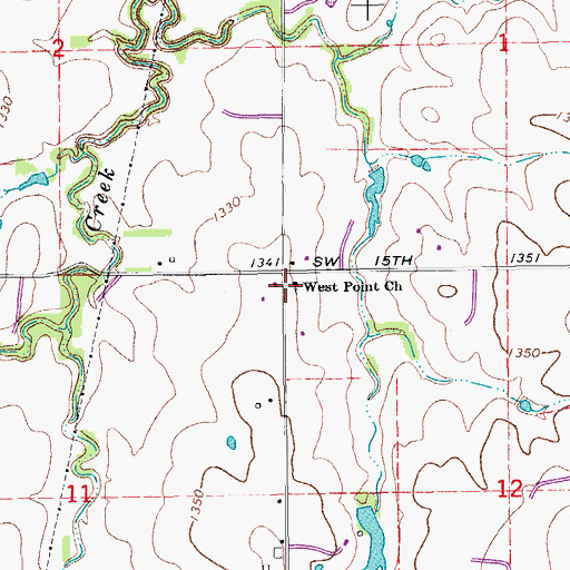 Topographic Map of West Point Church, OK