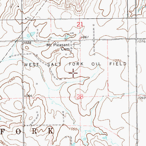 Topographic Map of West Salt Fork Oil Field, OK