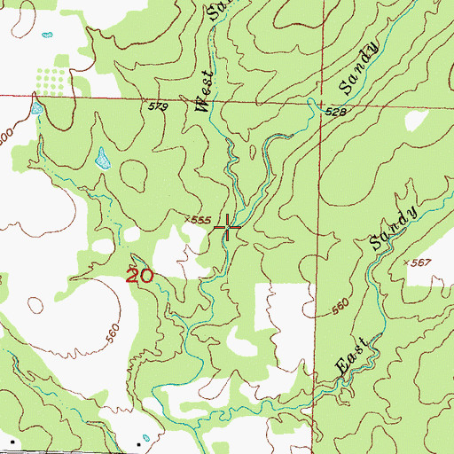 Topographic Map of West Sandy Creek, OK