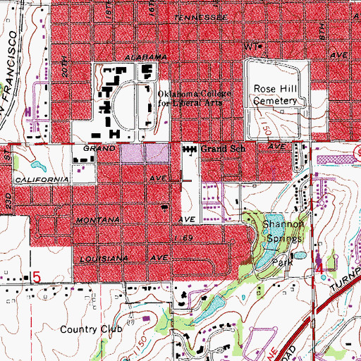 Topographic Map of Bill Wallace Early Childhood Center, OK