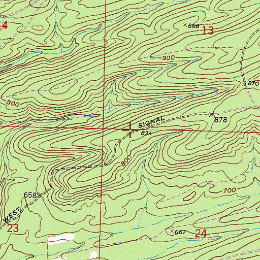 Topographic Map of West Signal Trail, OK