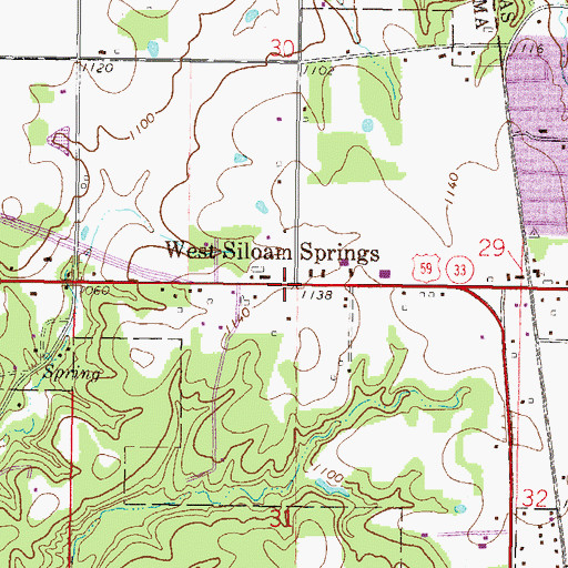 Topographic Map of West Siloam Springs, OK