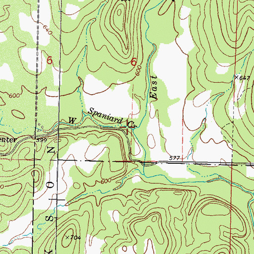Topographic Map of West Spaniard Creek, OK