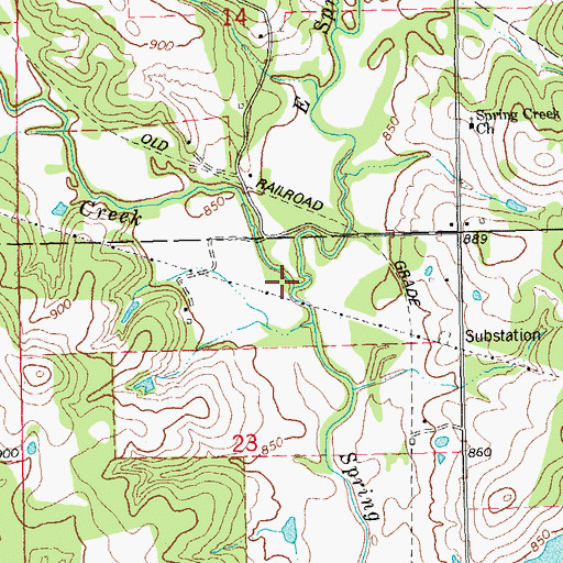 Topographic Map of West Spring Creek, OK
