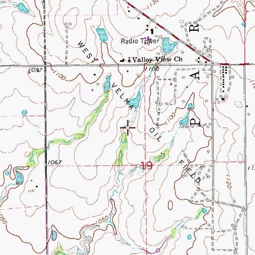 Topographic Map of West Velma Oil Field, OK