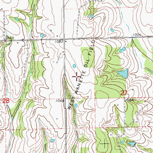 Topographic Map of West Wanette Oil Field, OK