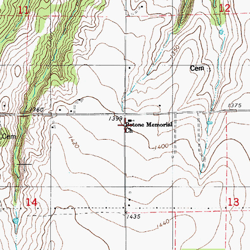 Topographic Map of Westselline Church, OK