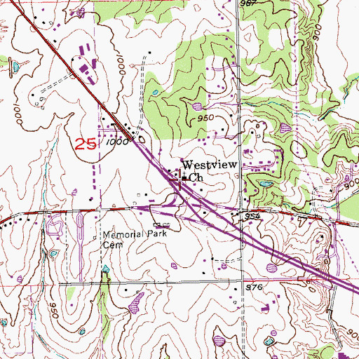 Topographic Map of Westview Church, OK