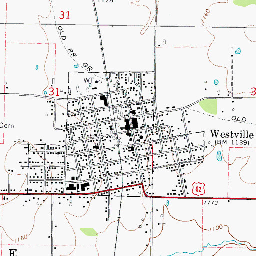 Topographic Map of Westville, OK